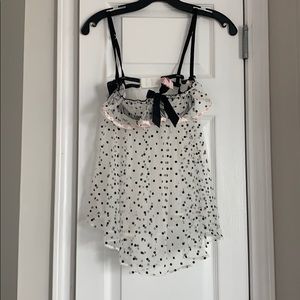 Victoria Secret NWOT white polka dot chemise